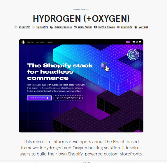 Hydrogen website example