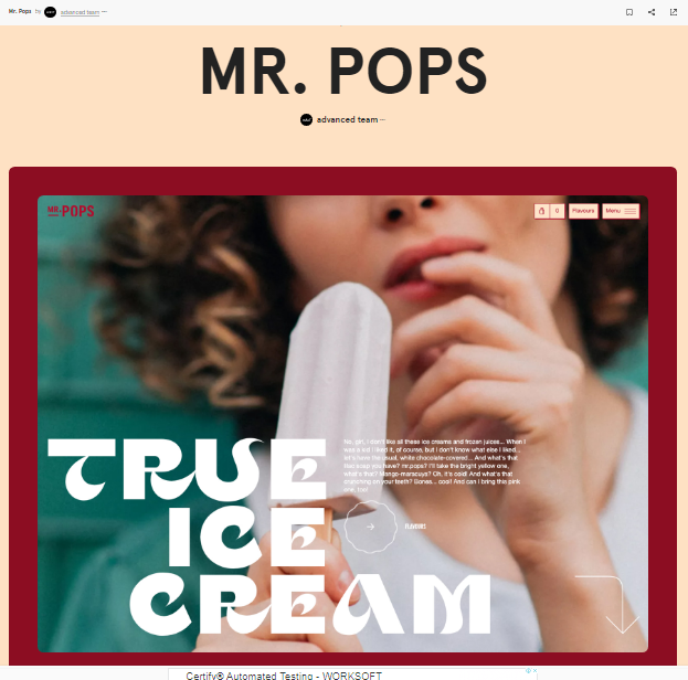 Mr. Pops react website example