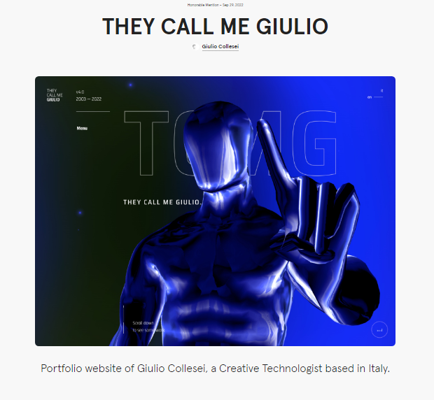 GuilioCollesei react website design example