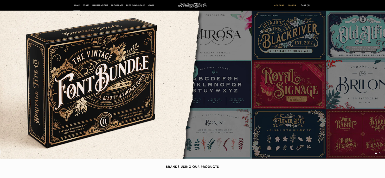 Get inspired by the Heritage Type website’s use of retro logos and fonts