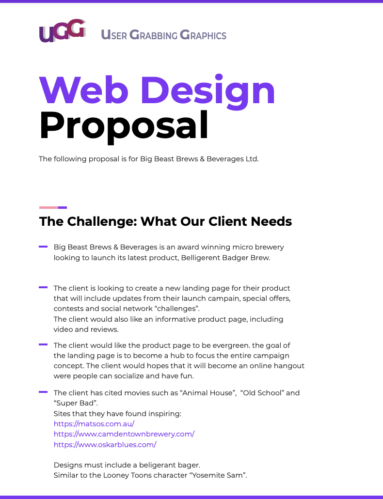 website design proposal sample