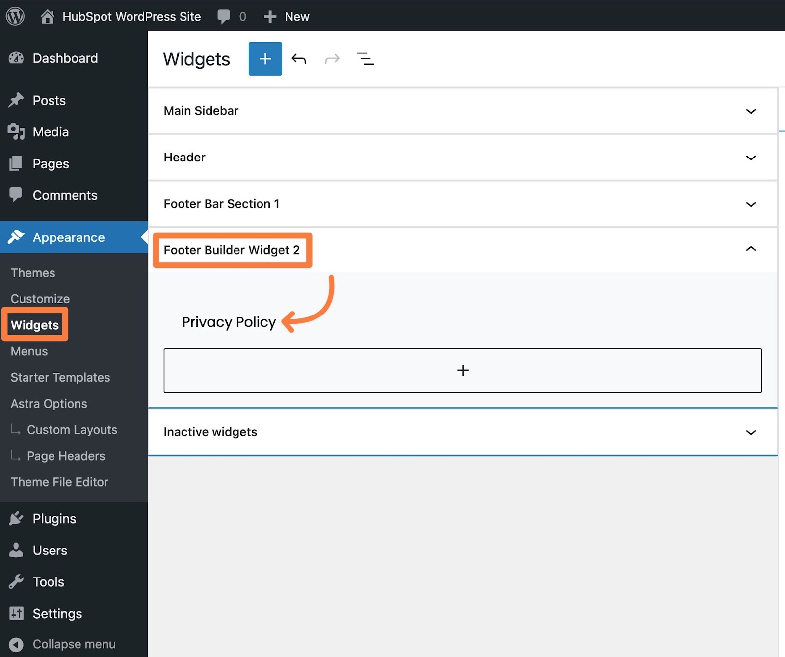 How to add a privacy policy to WordPress site, step five.