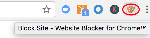 Block Site extension icon in Chrome browser
