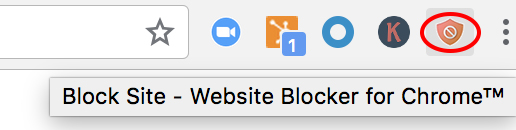 Pictogram van de Blokkeer Site-extensie in Chrome-browser