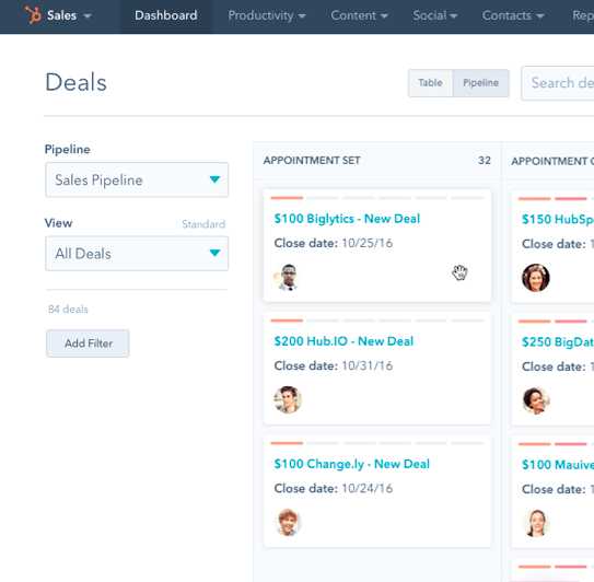 Example of HubSpot CRM