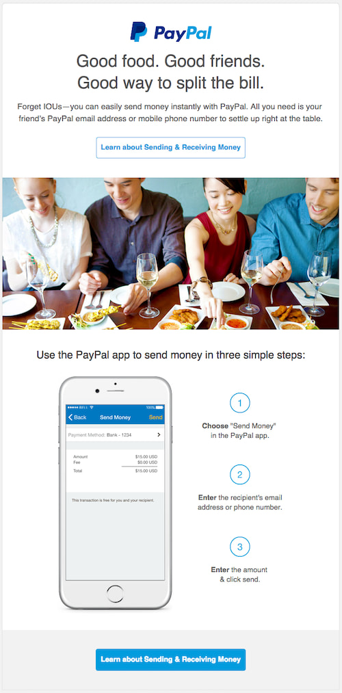 paypal email that reads 