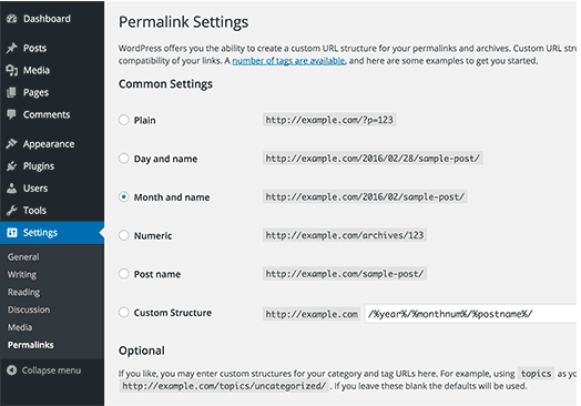 Permalink Settings in WordPress