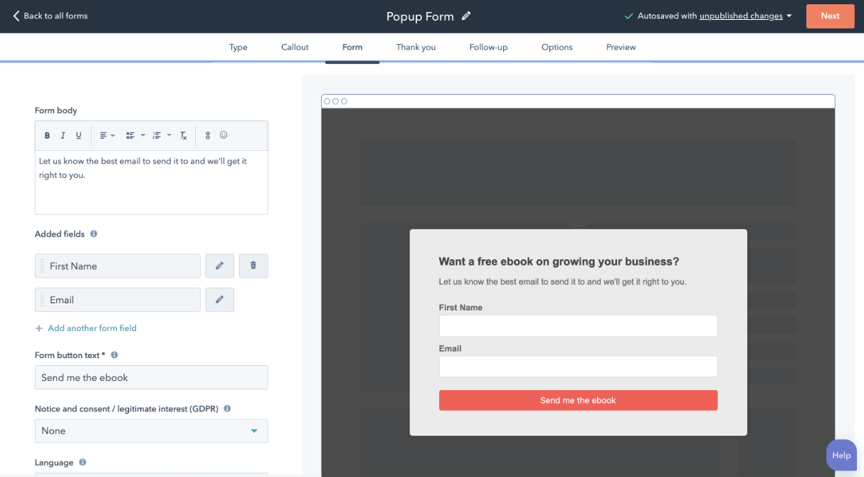 HubSpot lead form plugin for Wordpress