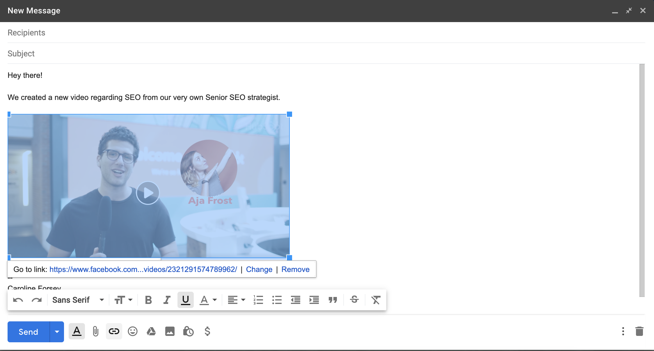 embed youtube videos in gmail email