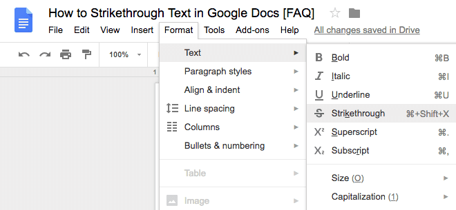 strikethrough on google docs