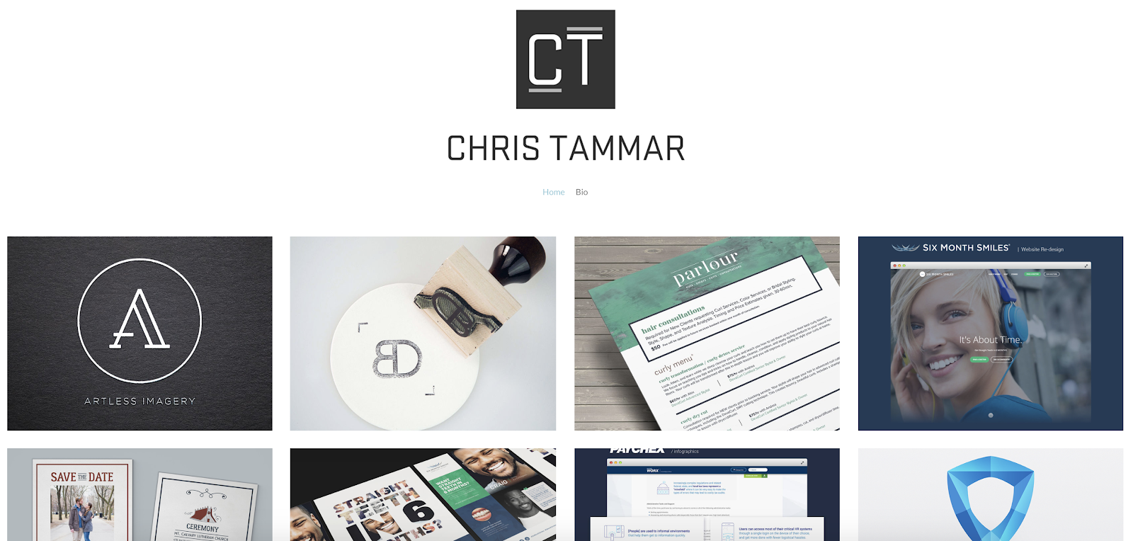 Graphic design portfolio example: Chris Tammar