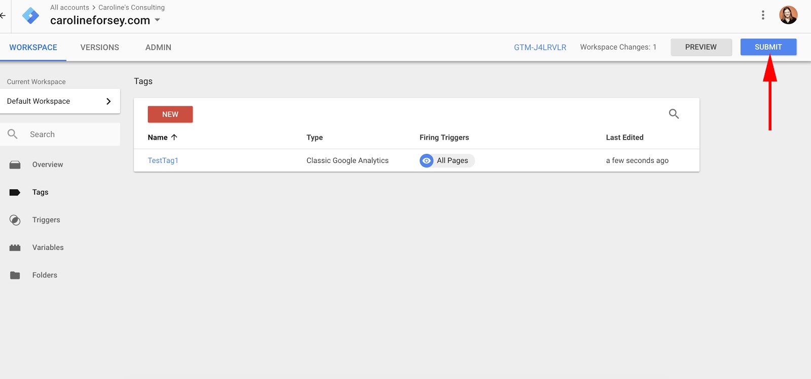 Submit your Google Tag Manager tag