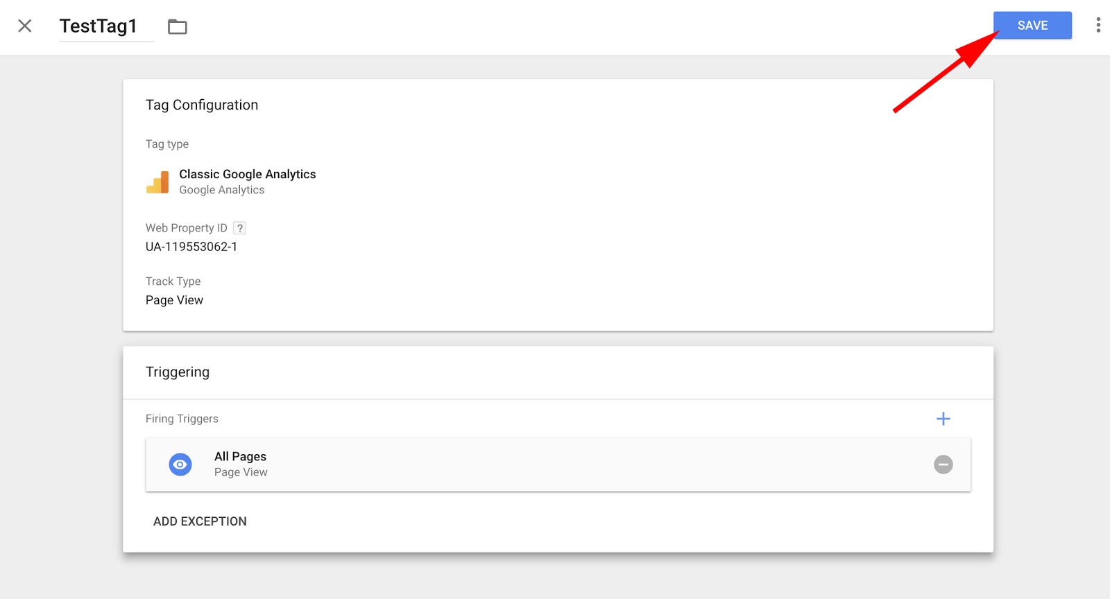 Save your tag in Google Tag Manager
