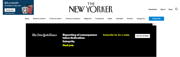 The New York Times banner ad