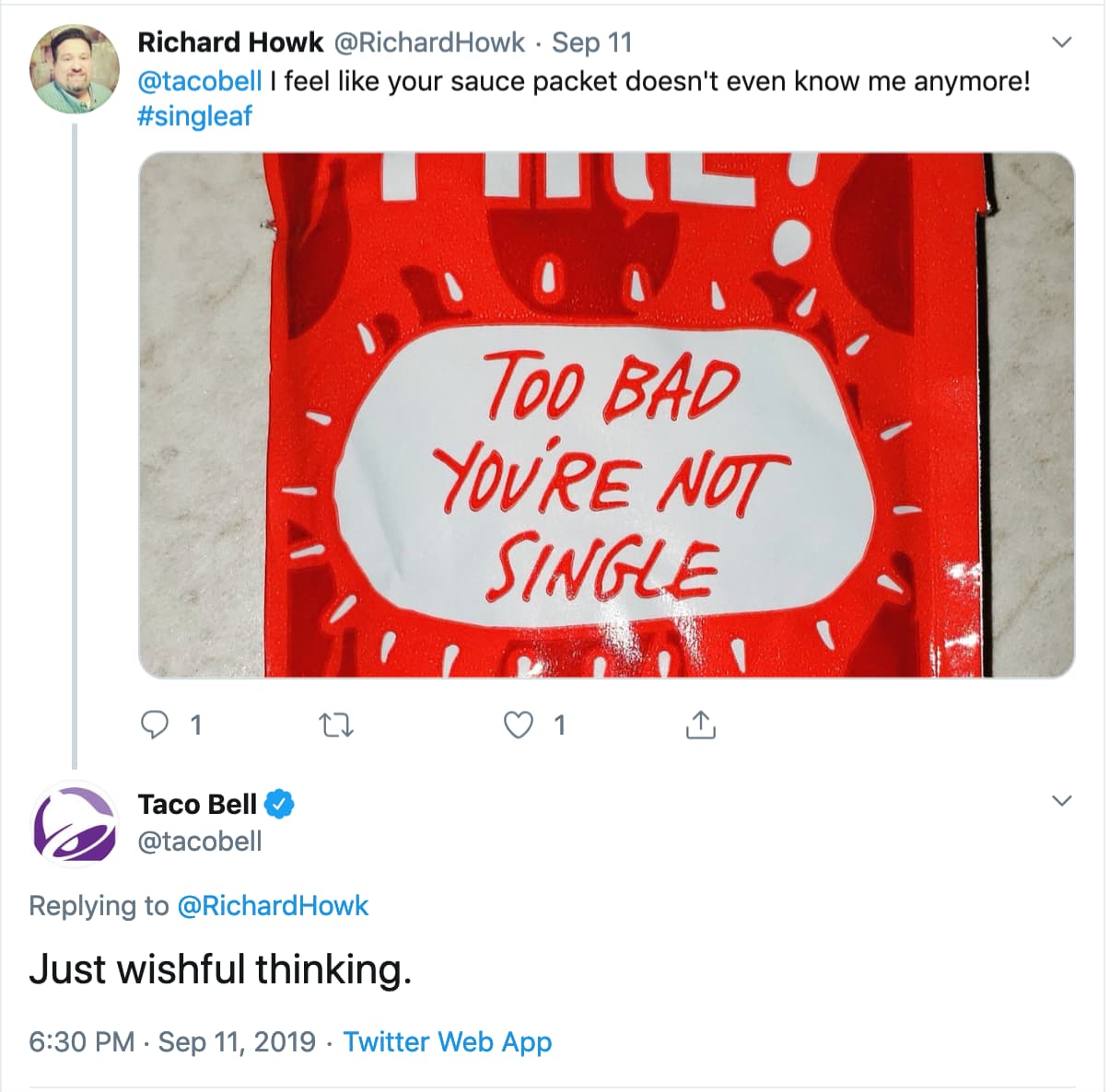 Taco Bell maintains marque connected Twitter.