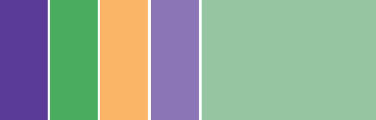 Color scheme example with purple, green, and orange triadic colors