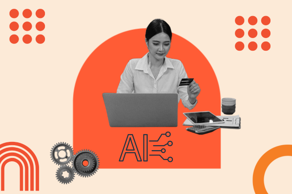 Woman on computer search the best ai for projects 
