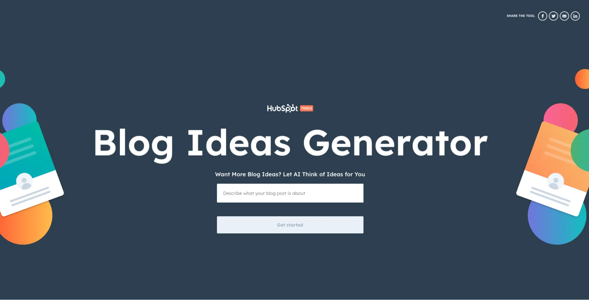 Screenshot of hubspot blog ideas generator website