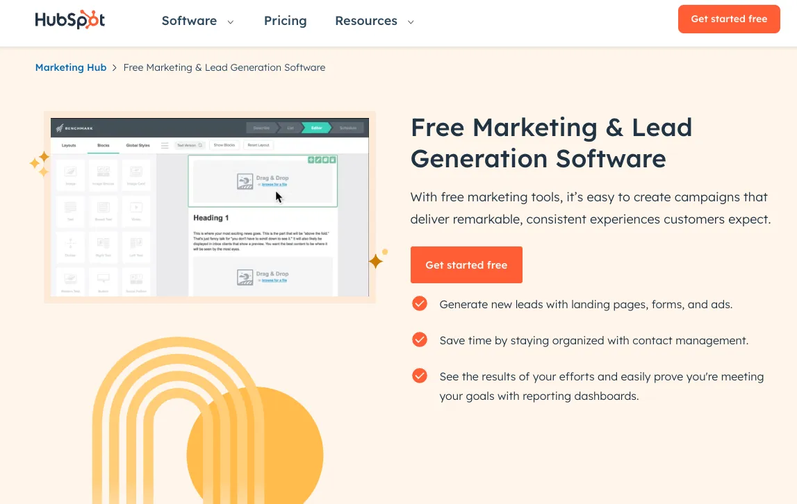 Screenshot of hubspot marketing hub for blog promotion tool