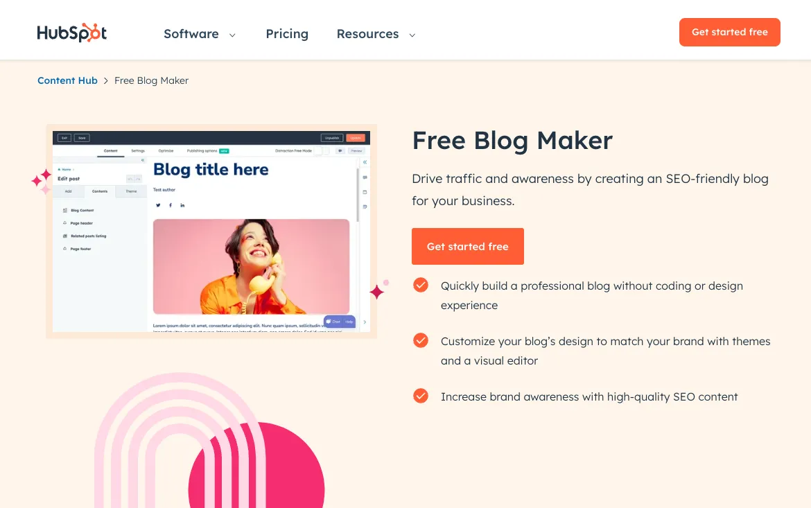 Screenshot of blog maker tool from HubSpot’s Content Hub