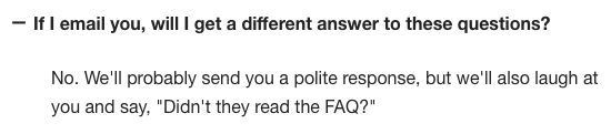 cards against humanity snarky email FAQ