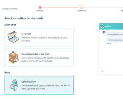 HubSpot's free CMS with drag-and-drop chat builder
