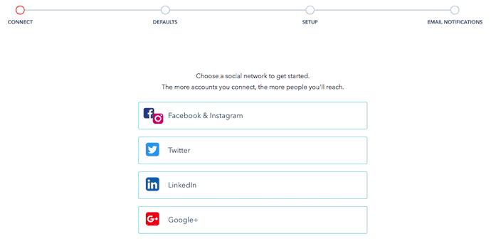 Options to connect social media accounts to HubSpot