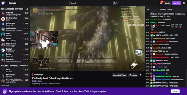 Screenshot of a gameplay video on Twitch streamer KaiCeNat’s profile.