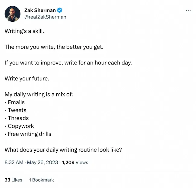 Screenshot of a tweet from creator Zak Sherman.