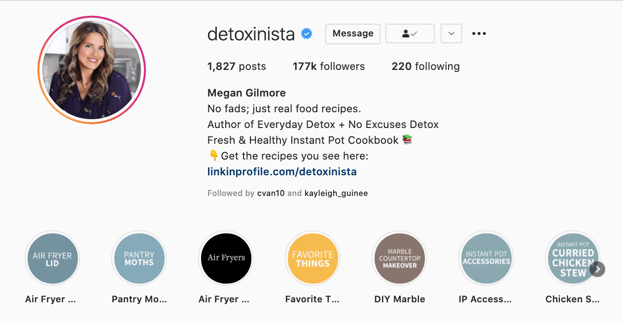 detoxinista%20instagram%20bio - 27 of the Best Professional Bio Examples We&#039;ve Ever Seen [+ Templates]