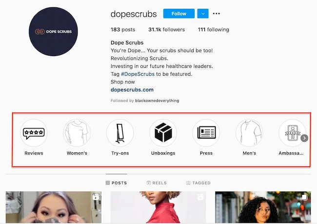 dope scrubs using instagram stories to help gain more instagram followers in story highlights
