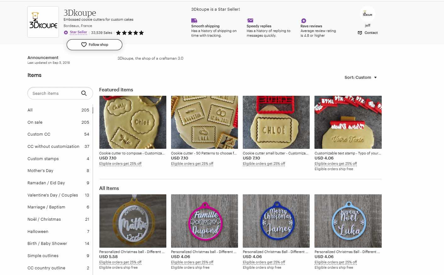 best ecommerce niches, Etsy store selling embossed cookie cutters