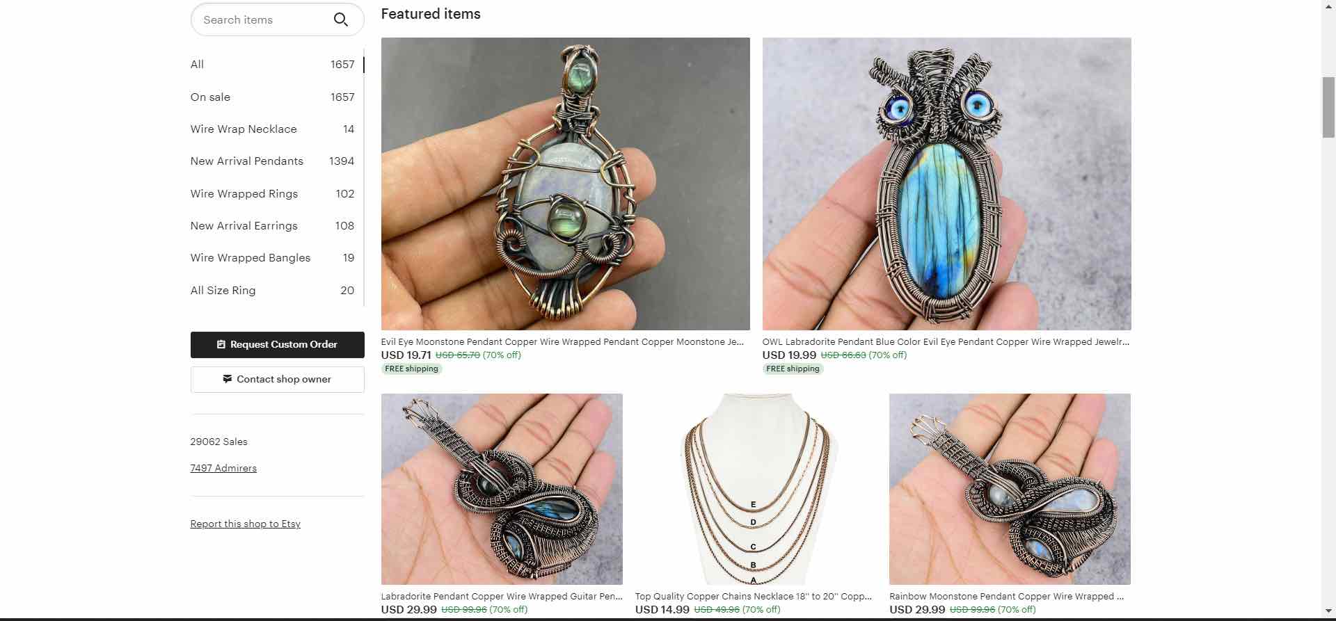 best ecommerce niches, Etsy niche store selling wire-wrapping jewelry store