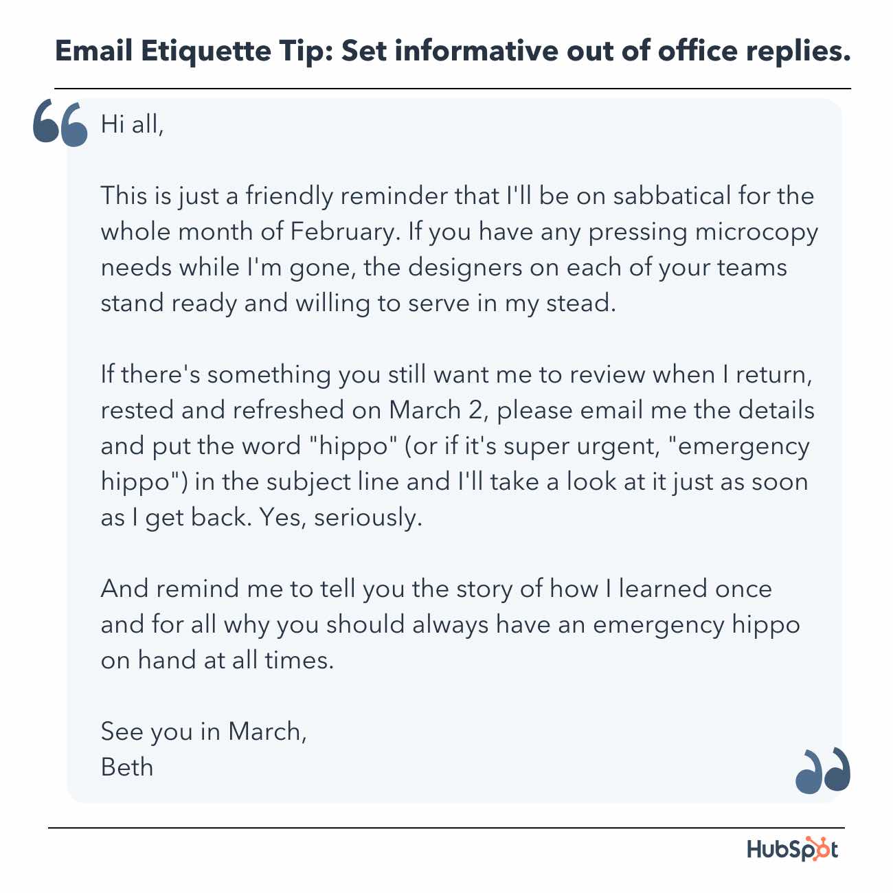 email etiquette, out-of-office email example