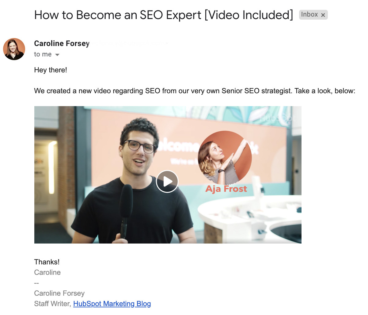 Embed video email
