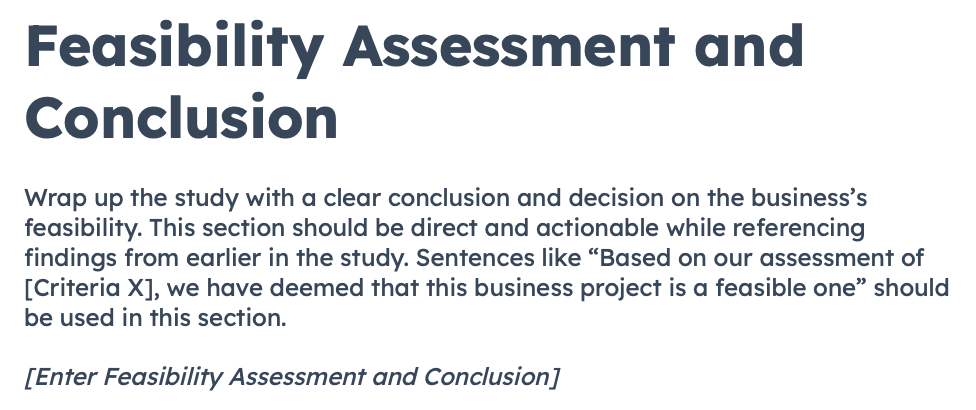 conclusion of business plan and feasibility study