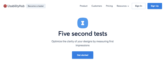 Homepage of Five Second Test, a website usability testing tool