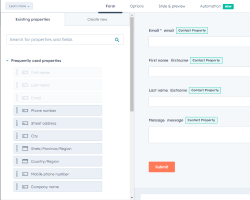 HubSpot's free CMS with drag-and-drop form builder