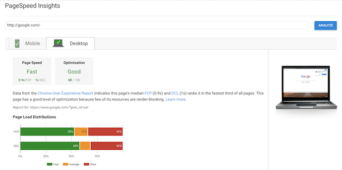Google PageSpeed Insights, a website usability testing tool