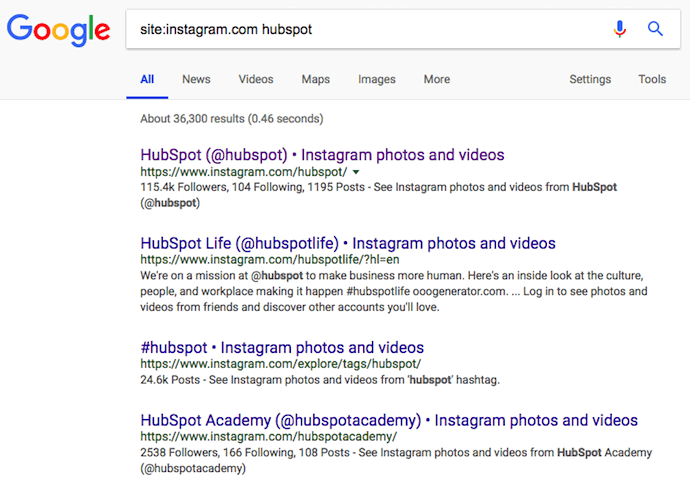 google site search for hubspot allowing you to search instagram users without an account - make many followers on instagram