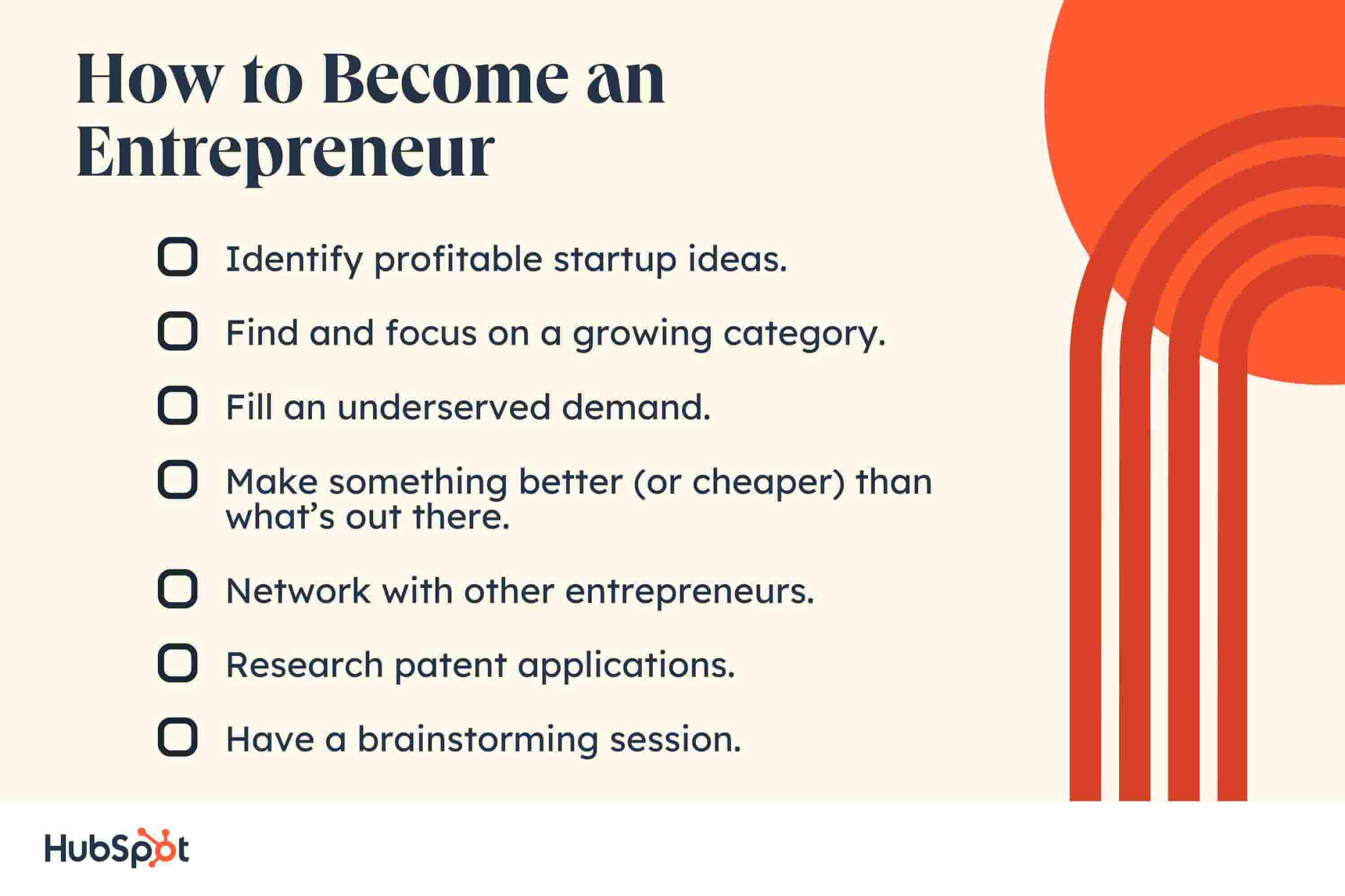 How to Get Funding to Start a Business Identify profitable startup ideas. Find and focus on a growing category. Fill an underserved demand. Make something better (or cheaper) than what’s out there. Network with other entrepreneurs. Research patent applications. Have a brainstorming session.