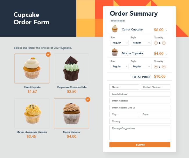 Order Form: cupcake example