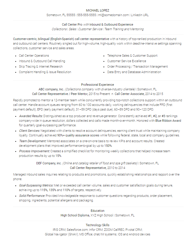 8 Call Center Resume Samples & the Skills to Include [Templates]