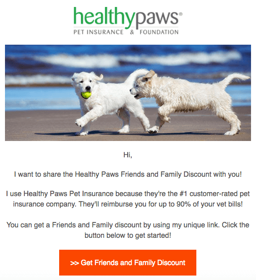 Programa de recomendación de clientes de Healthy Paws