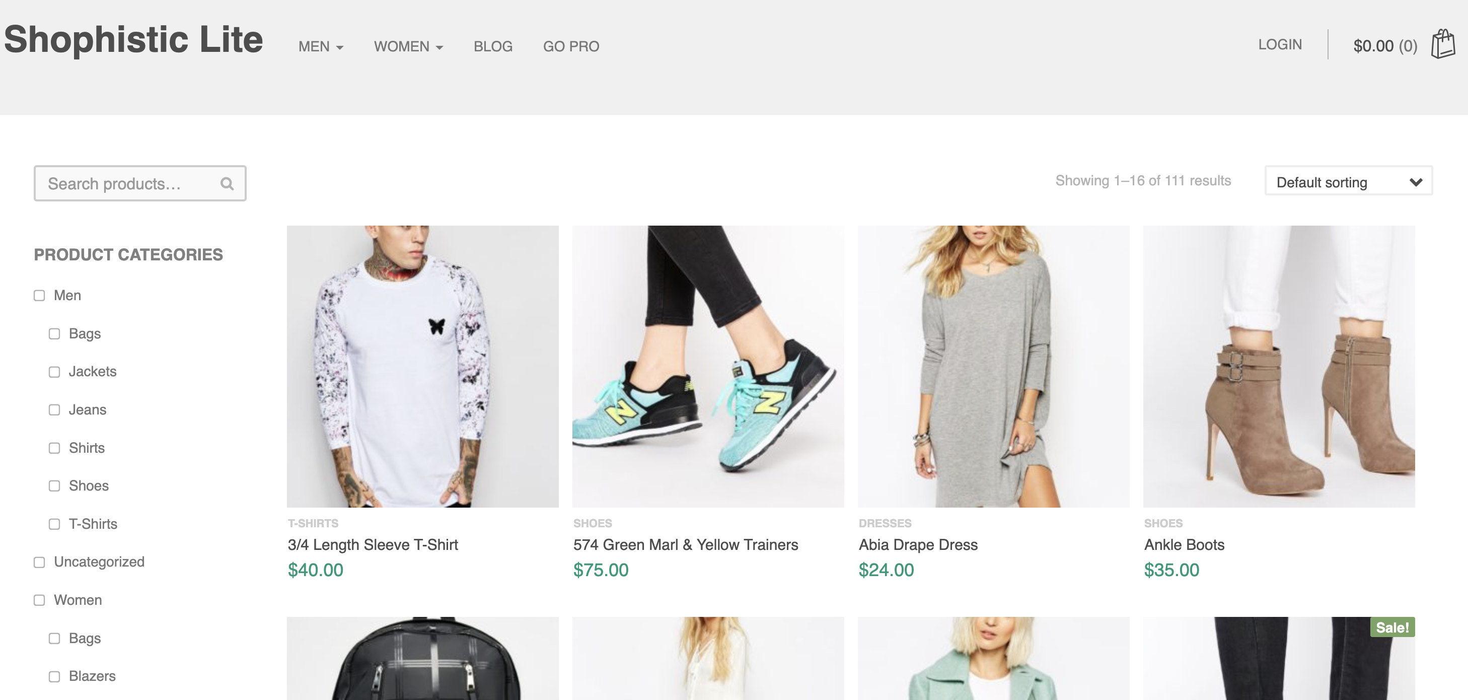  Best website ecommerce templates, example from Shopistic.