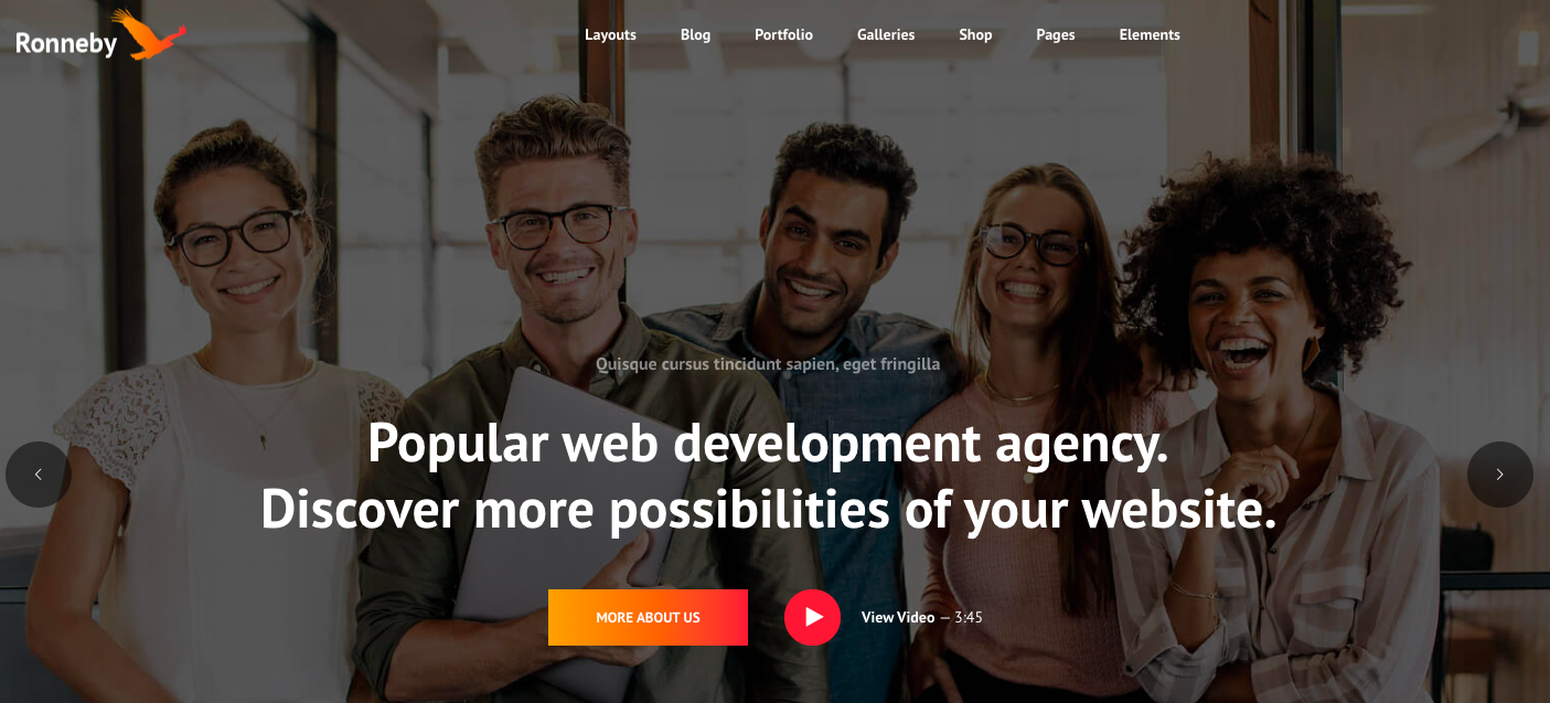 about us website page templates: Ronneby WordPress theme for agencies