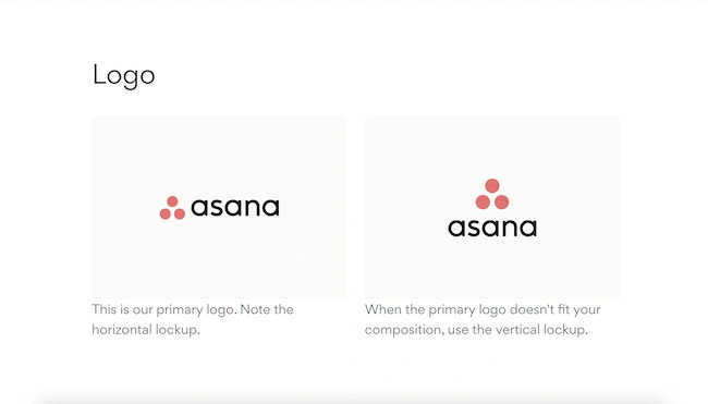 logo usage examples in asana's brand guidelines
