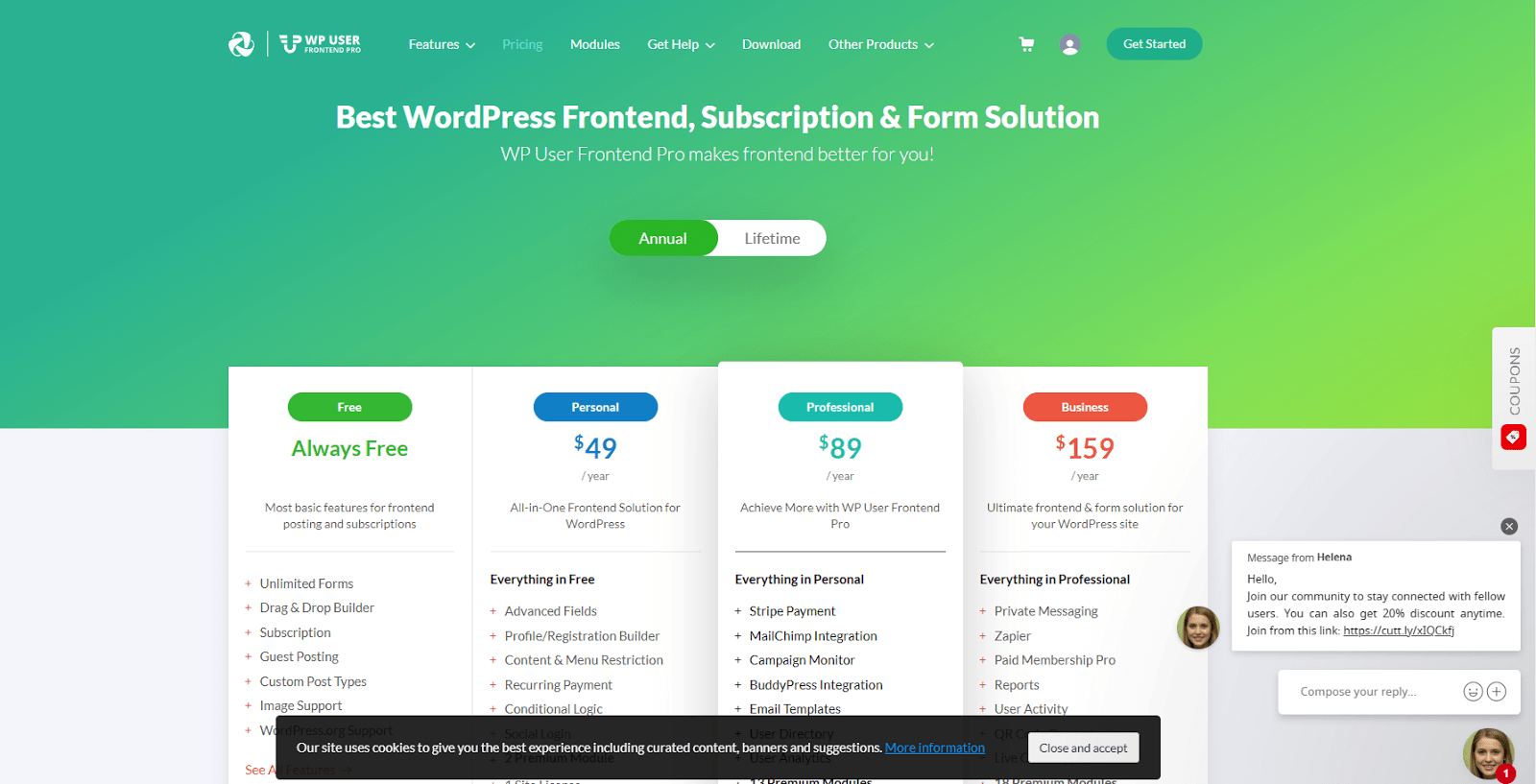 WP user frontend wordpress plugin