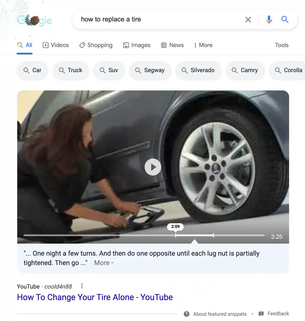 SERP features for keyword research: video snippets