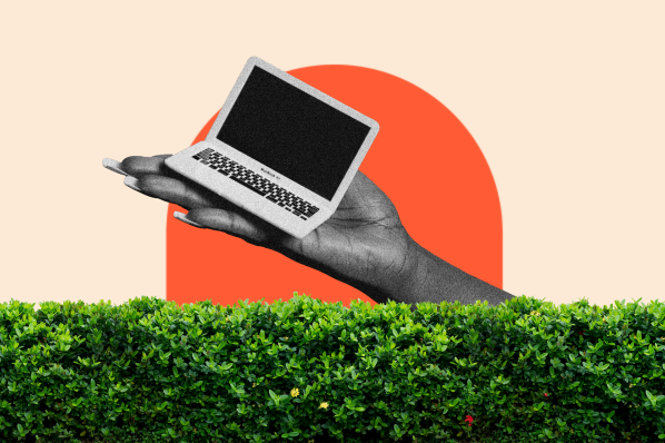 laptop with a landscaping website